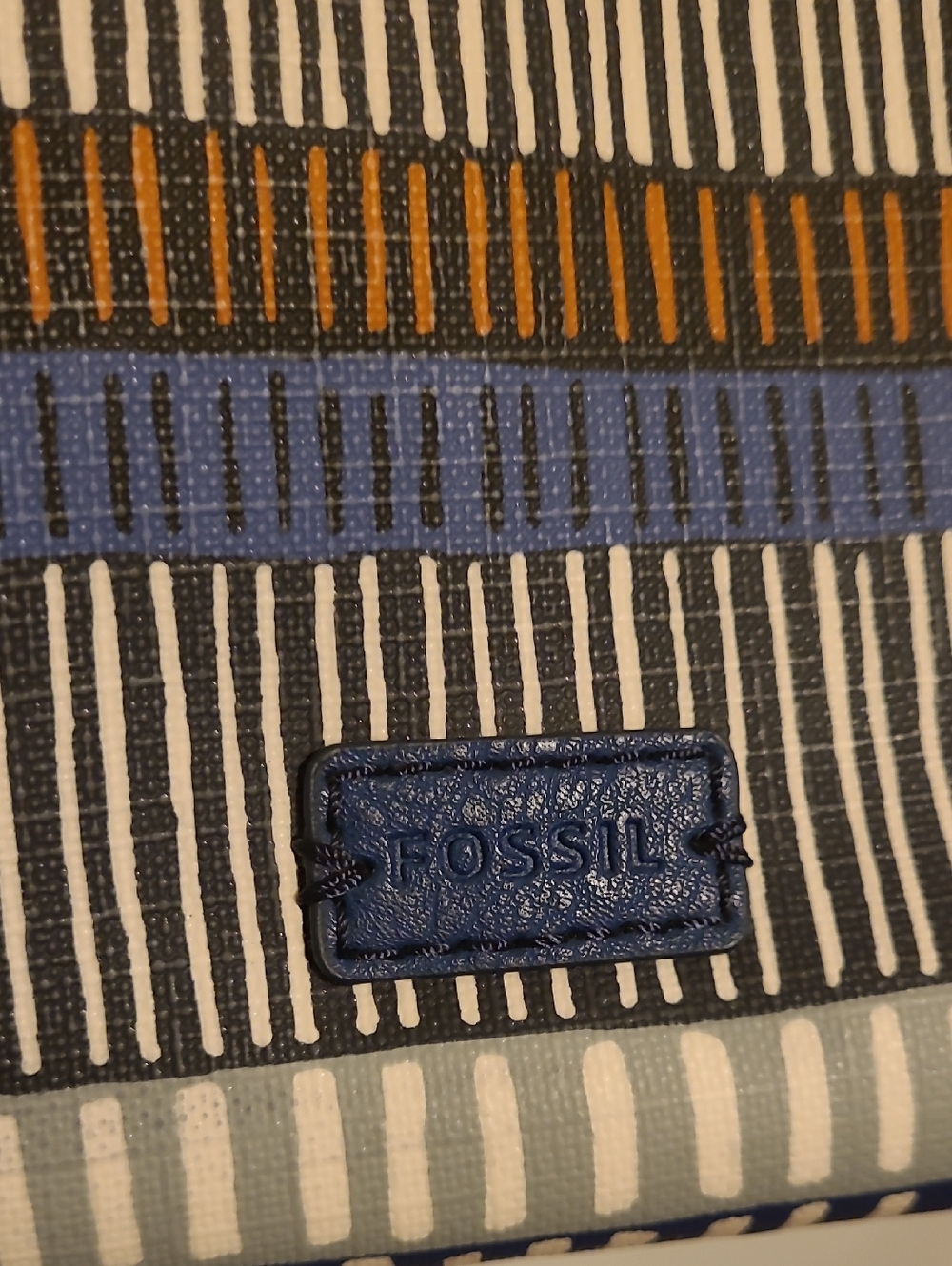 Fossil Navy and Cream Striped Crossbody Purse π - Picture 5 of 11